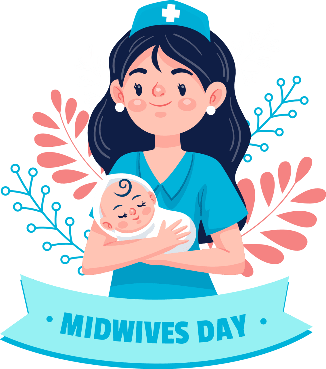 Nurse midwives mother baby image clipart