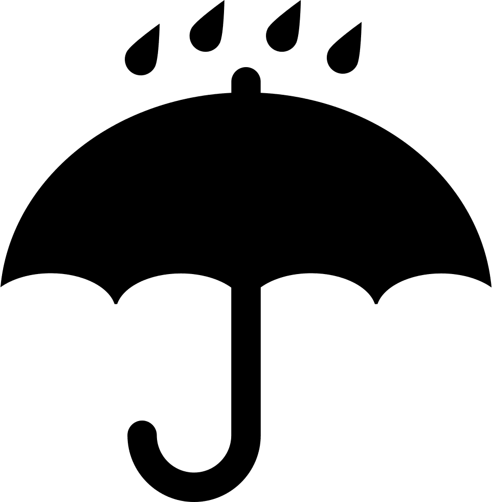 Black opened umbrella symbol with rain drops falling keep dry vector clipart