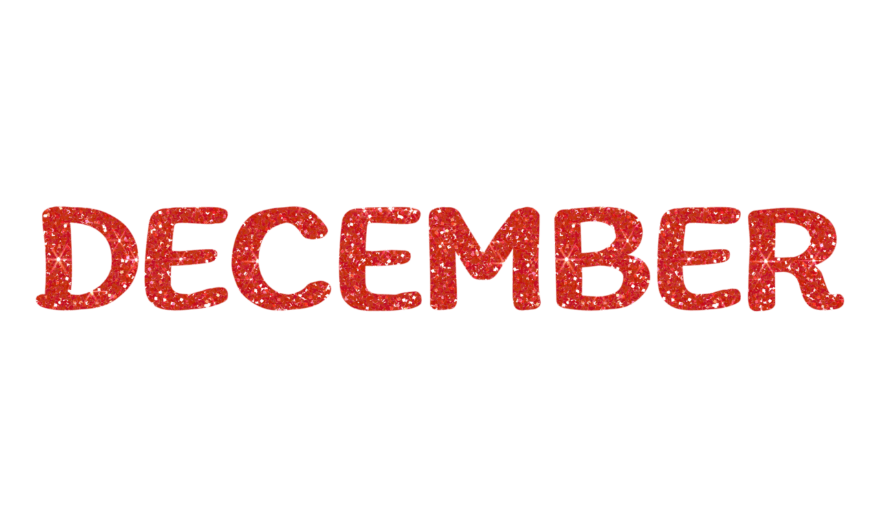 Red glitter december letters sign design for decorating background clipart