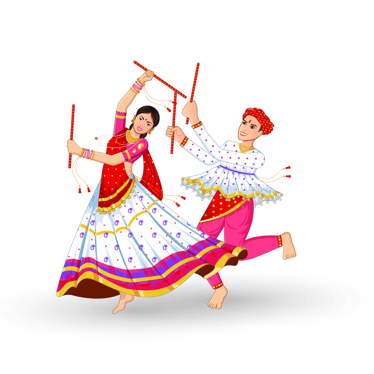 Dance dandiya playing in garba night celebration background clipart