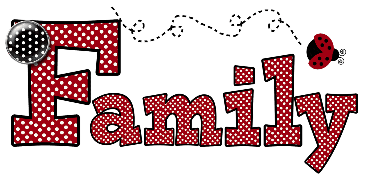 Red polka family word art clipart picture