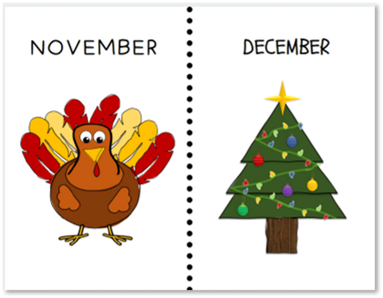 December months of the year flashcards chant clipart vector