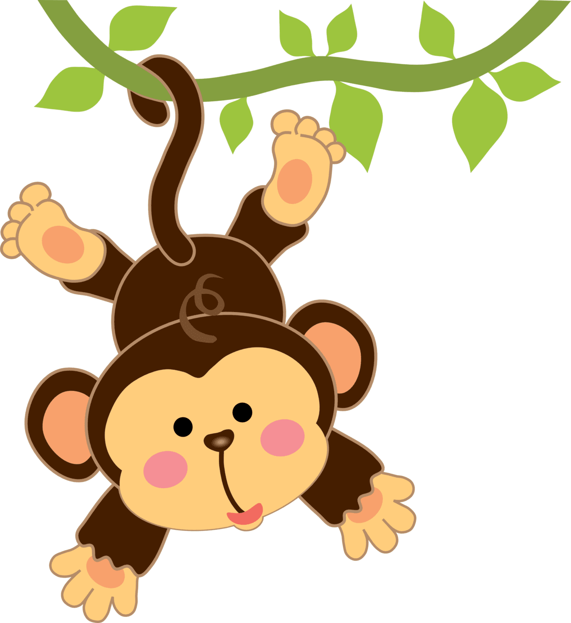 Monkey mono colgado en la liana vinilos infantiles clipart background