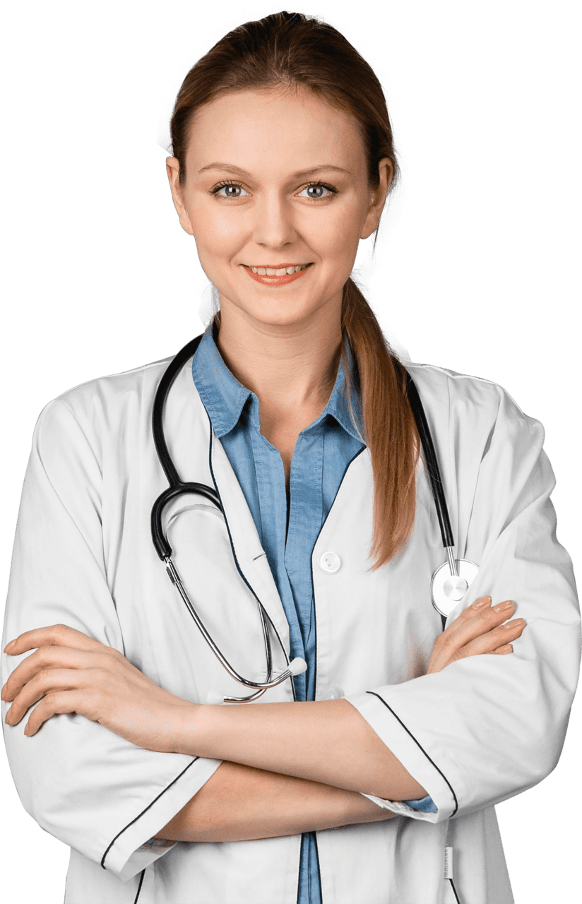 Female doctor smiley coat hospital stethoscope clipart image