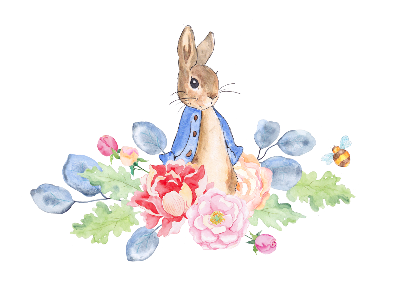 Rabbit watercolor floral background unlimited clea clipart