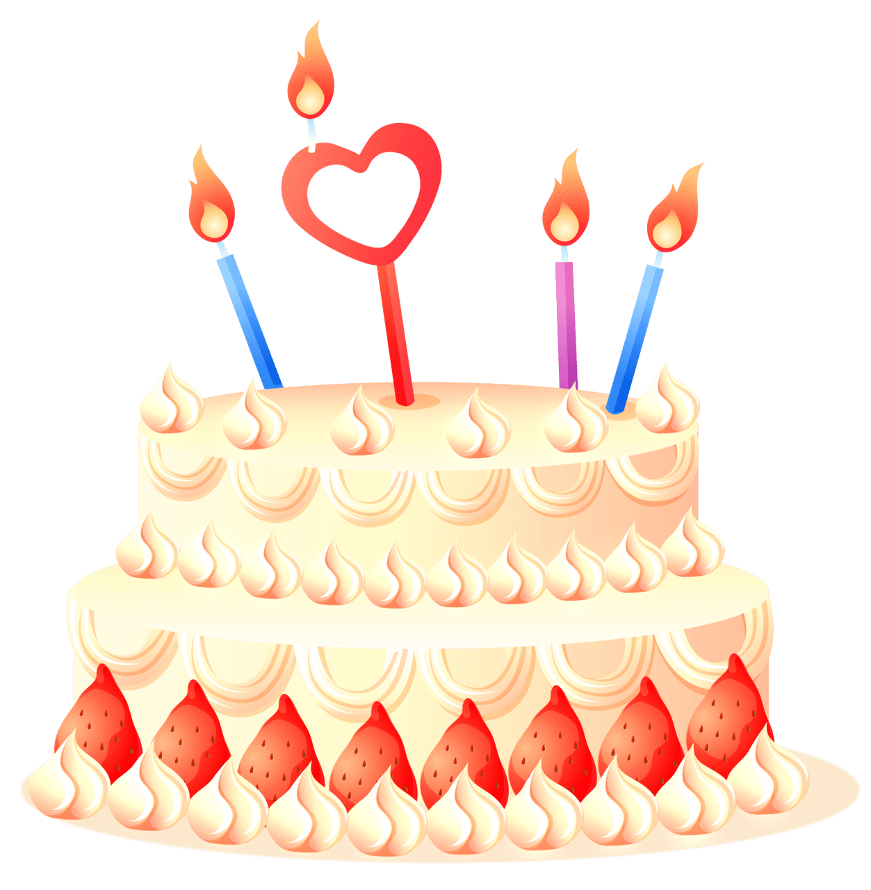 Cake with strawberries and candles clipart picture