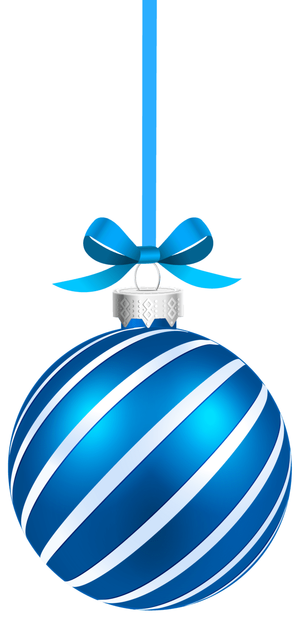 Christmas ornament blue sriped hanging ball clipart image