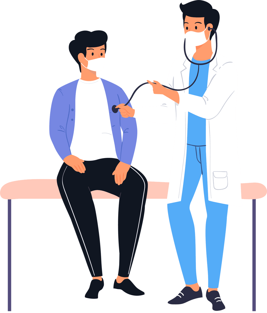 Doctor patient taking medical examination life insurance vector clipart