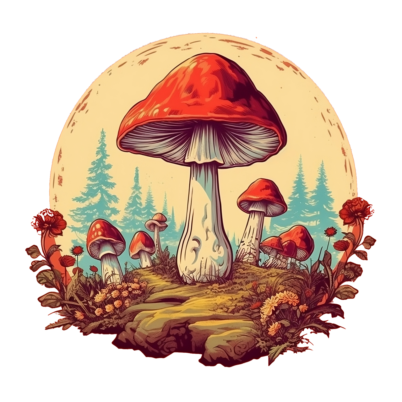 Circle mushroom logo clipart