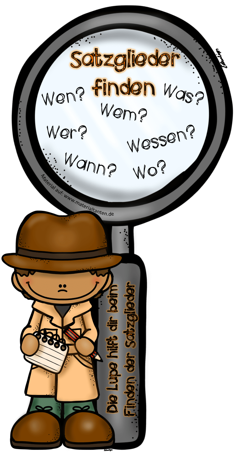 Magnifying glass hilfef cher zu den satzgliedern clipart image