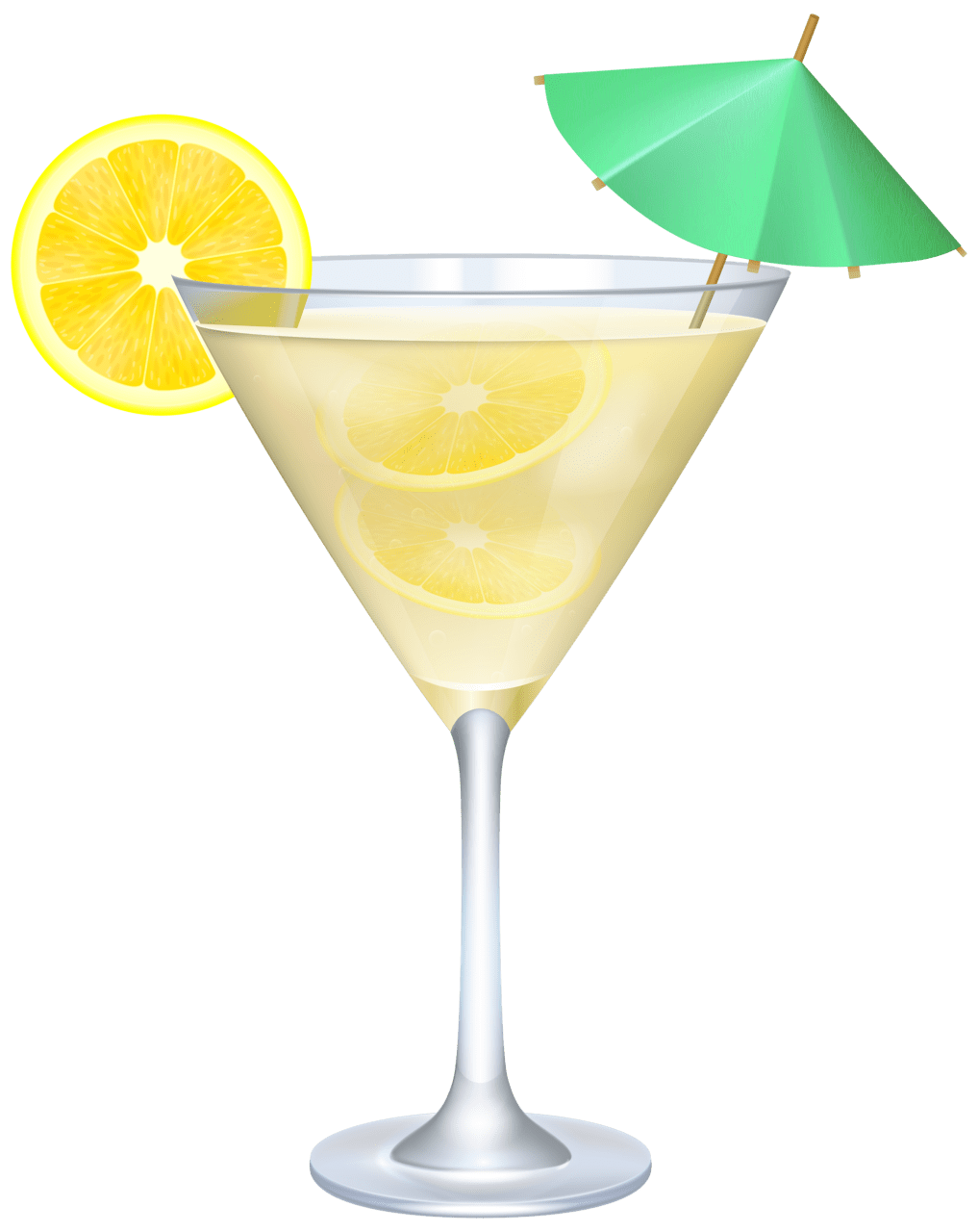 Cocktail with lemon and umbrella clipart image