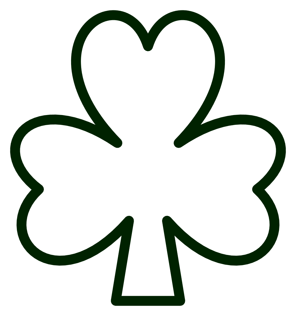 Clipart saint pattys shamrock black white line image