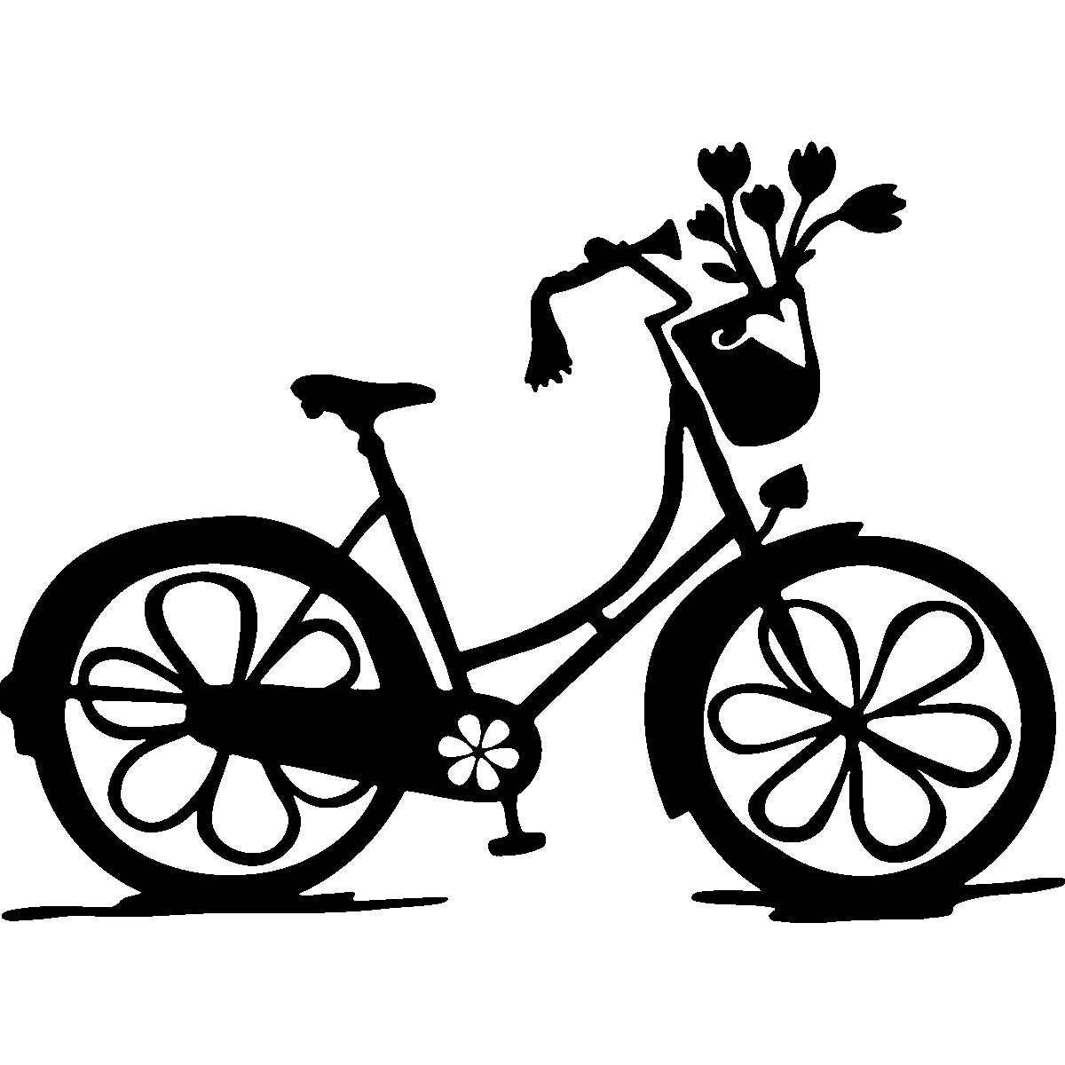 Bicycle wall decal floral bike clipart transparent