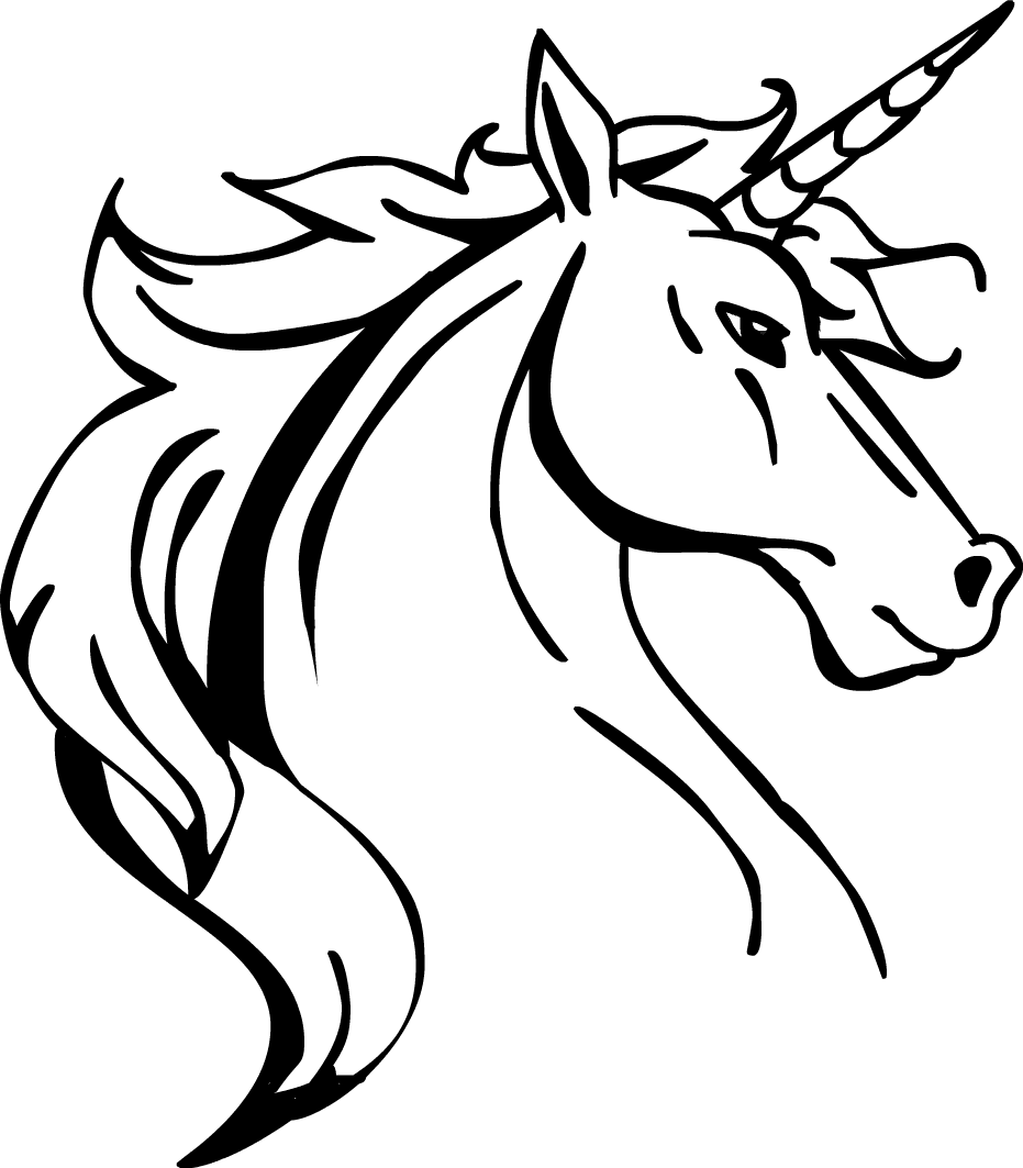 Unicorn clipart black and white bing vector