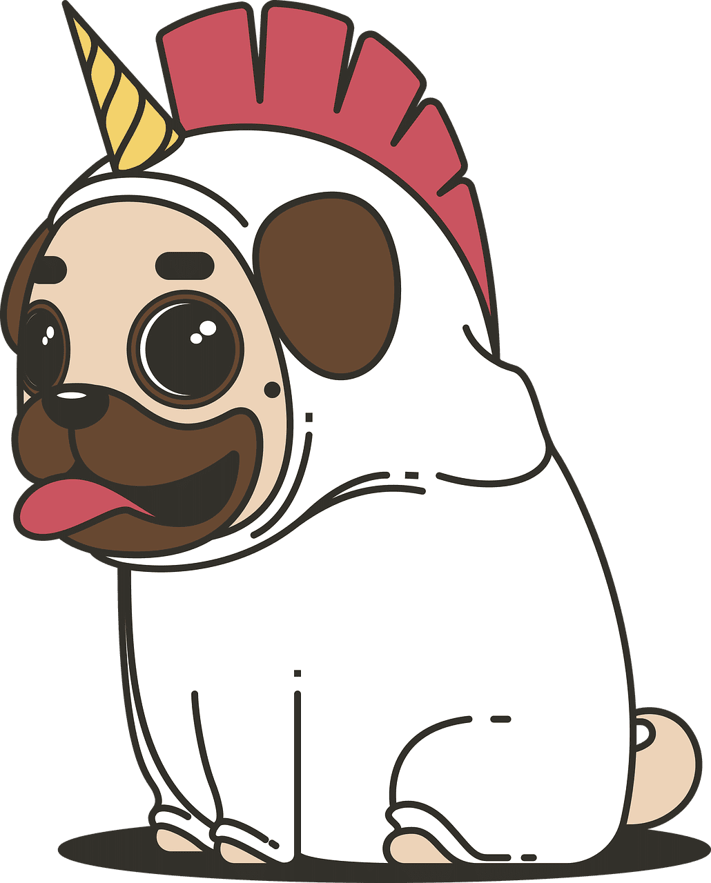 Pug pet unicorn image clipart