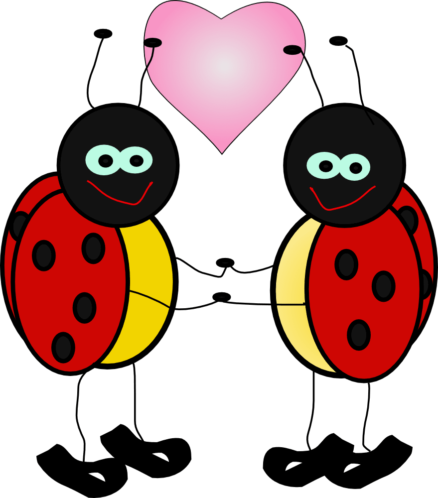 Valentines day linelabels clipart lady bugs vector