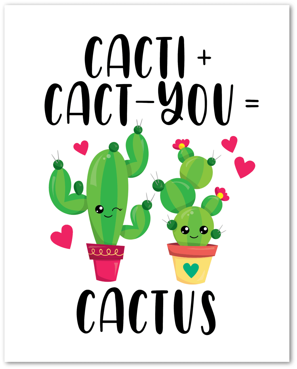 Cacti cact you cactus valentine day printable clipart background