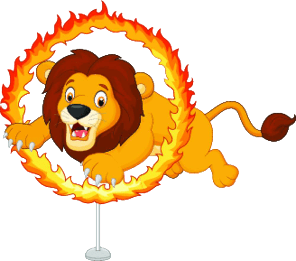 Lion cartoon circus jumping through hoop clipart full size pinclipart picture