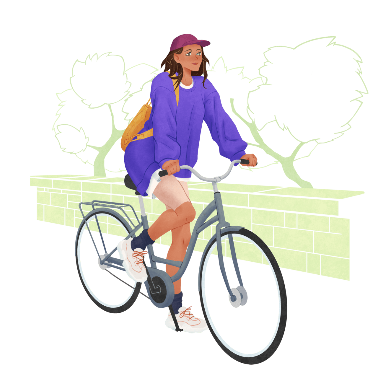 Woman riding bicycle clipart transparent