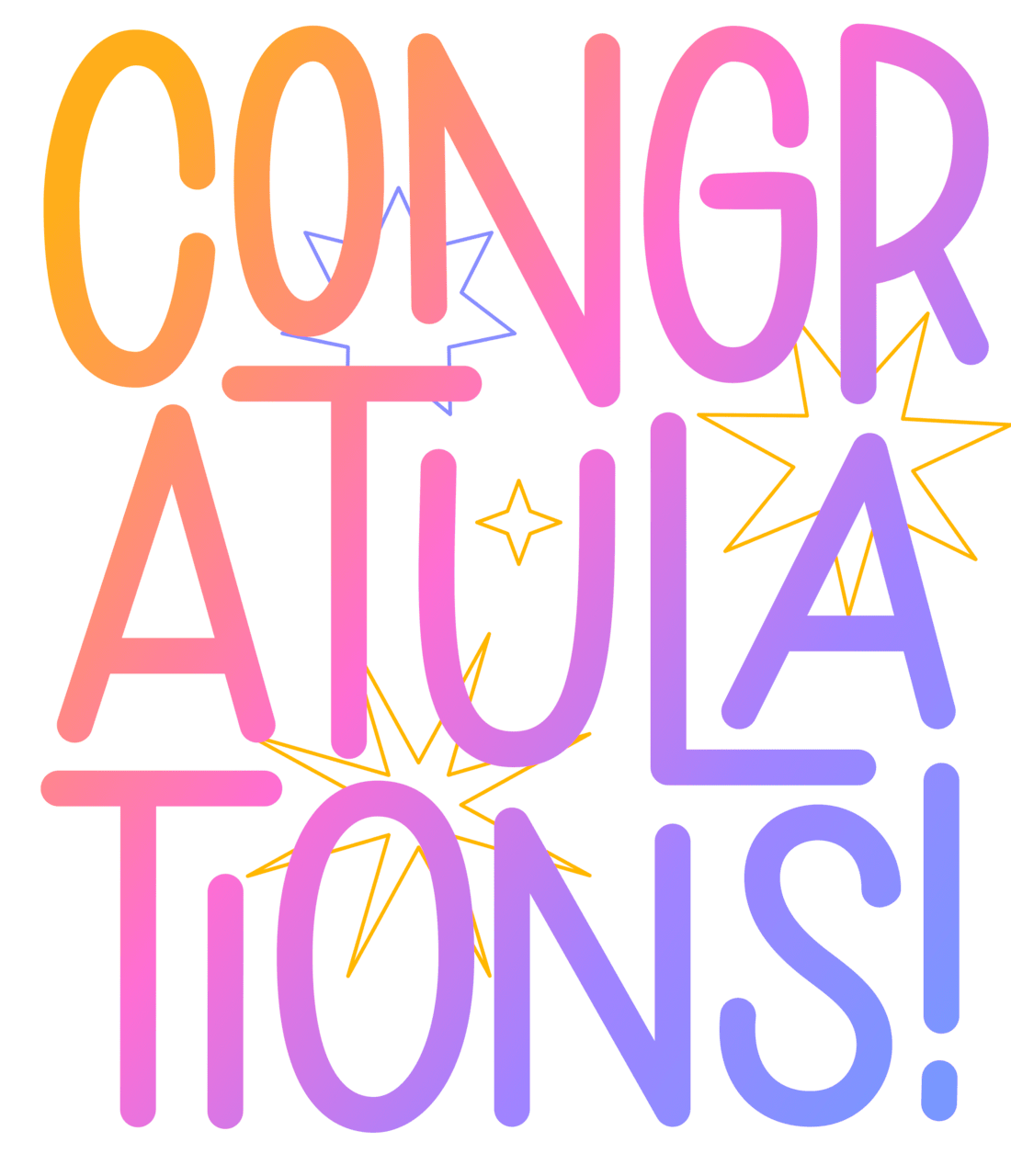 Lettering congratulations gradient with stars clipart photo