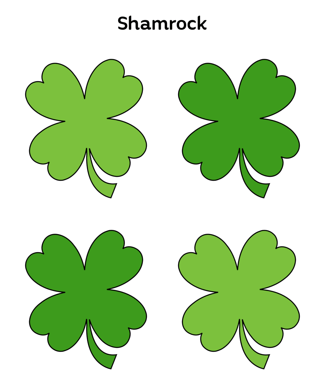 Leaf clover shamrock cutouts printabl printablee clipart vector