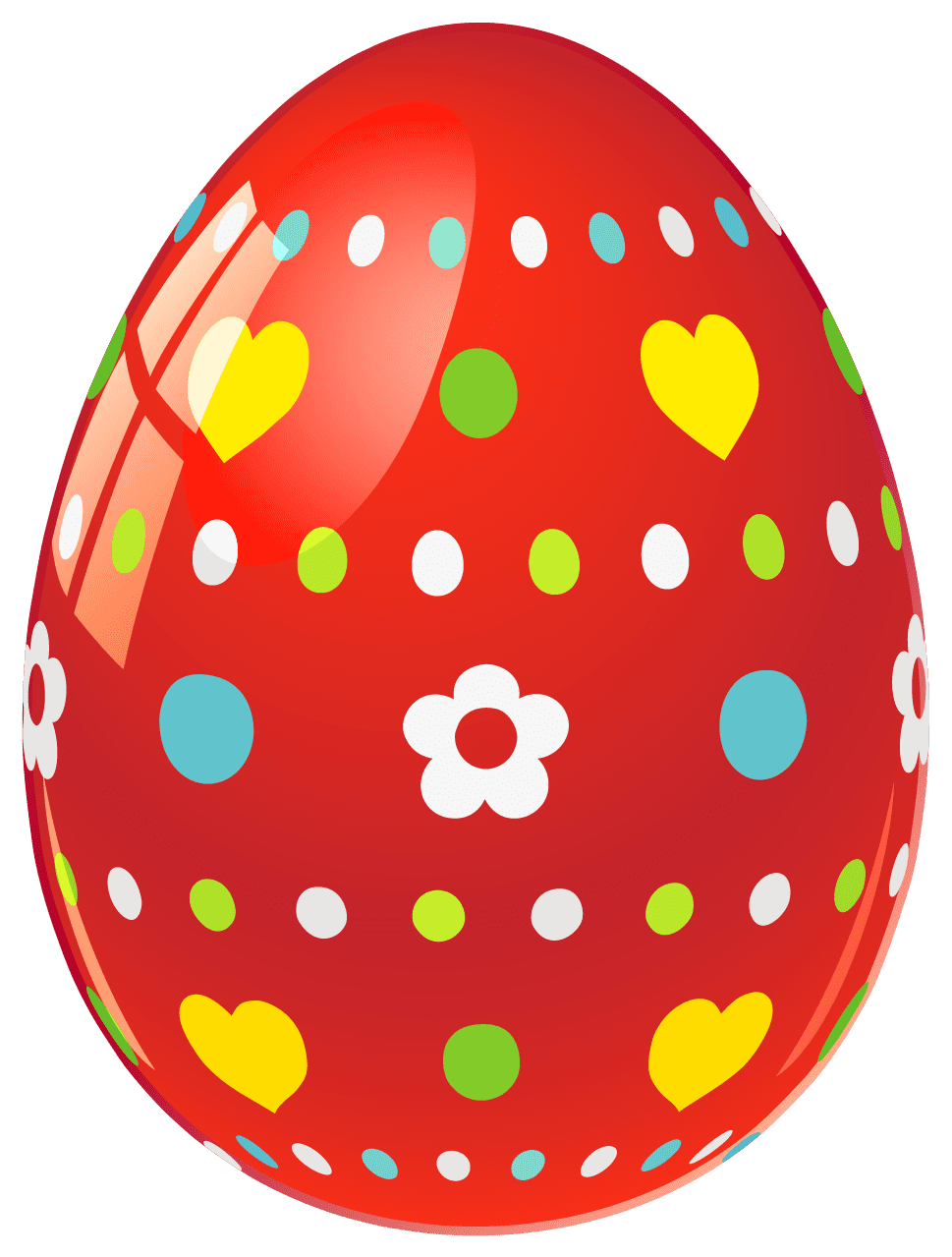 Red easter egg with flowers and hearts picture clipart 2