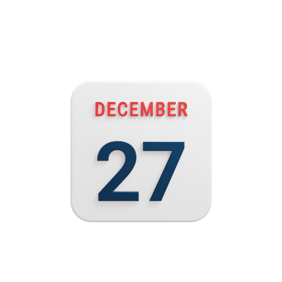 December realistic calendar rendered date clipart free