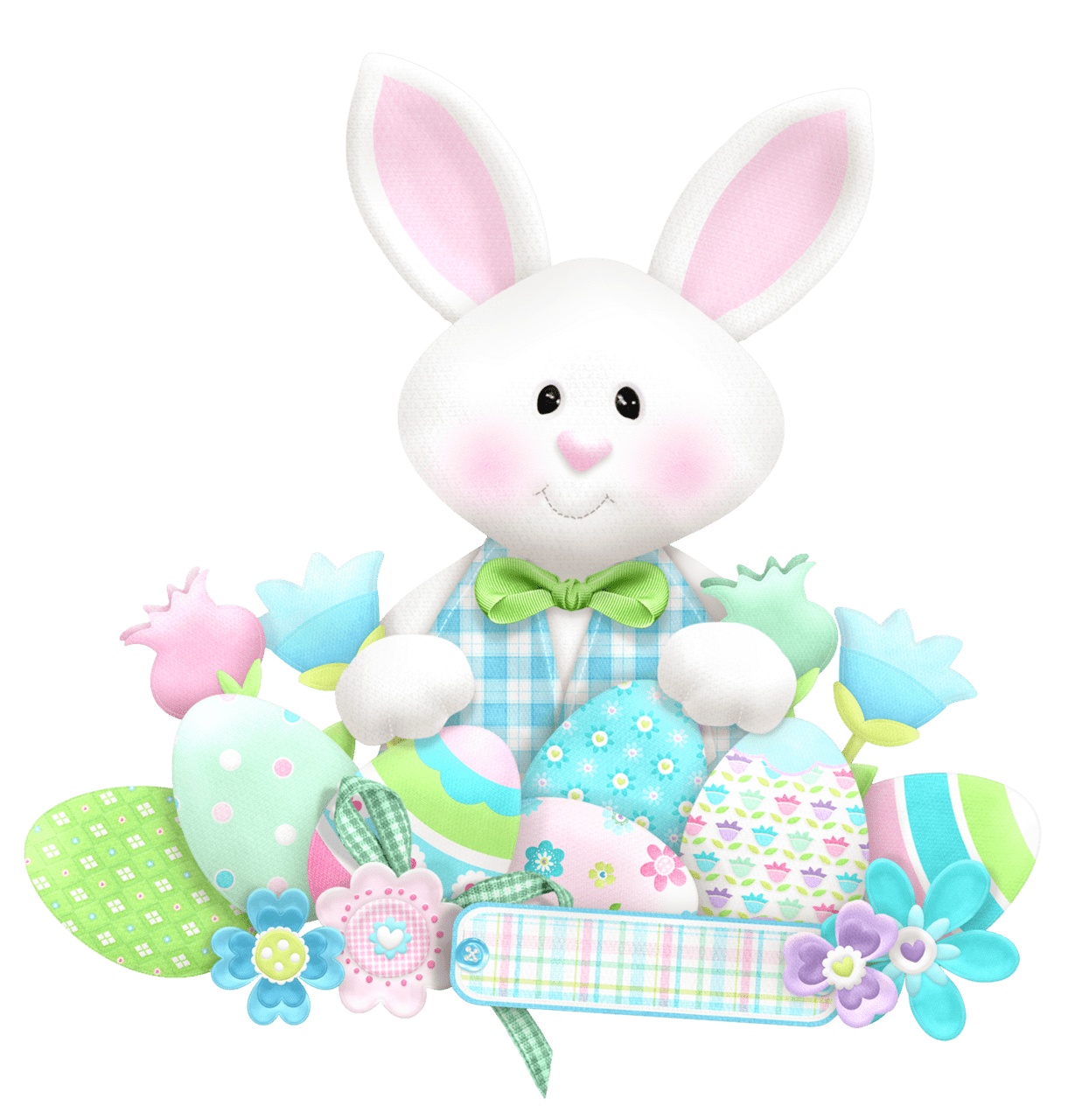 Easter cute bunny with eggs clipart cartoon rabbit clip art