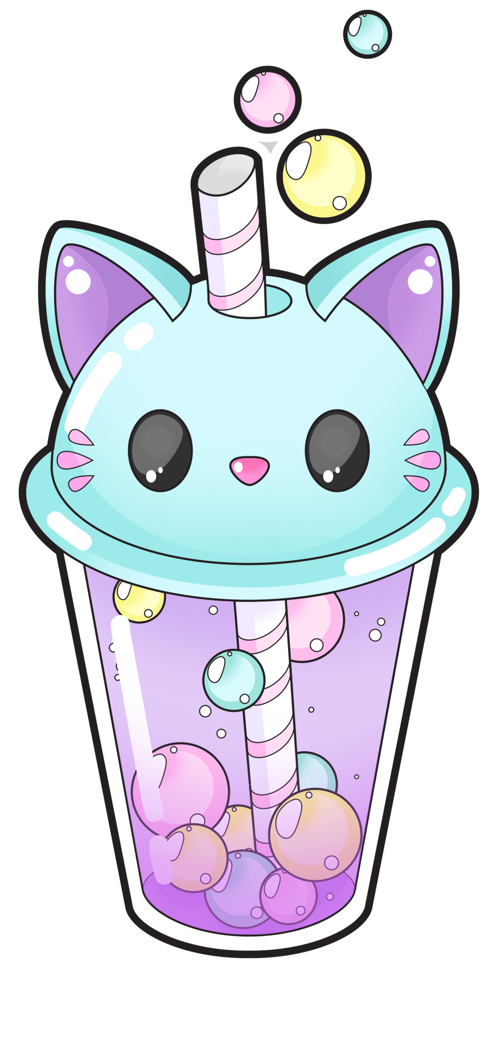 Bubbles cute cat bubble tea by meloxi deviantart clipart logo