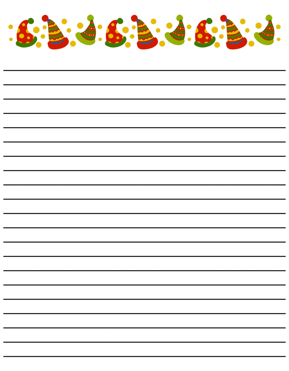 Christmas border lined writing paper printables printablee clipart vector