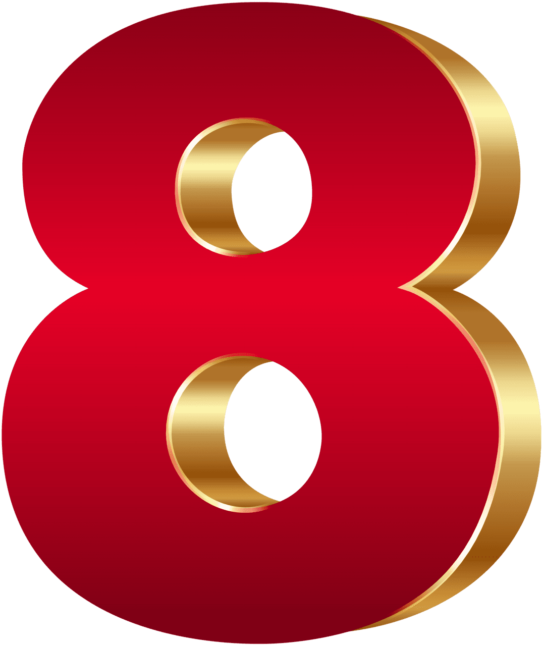 August number eight red gold clipart image