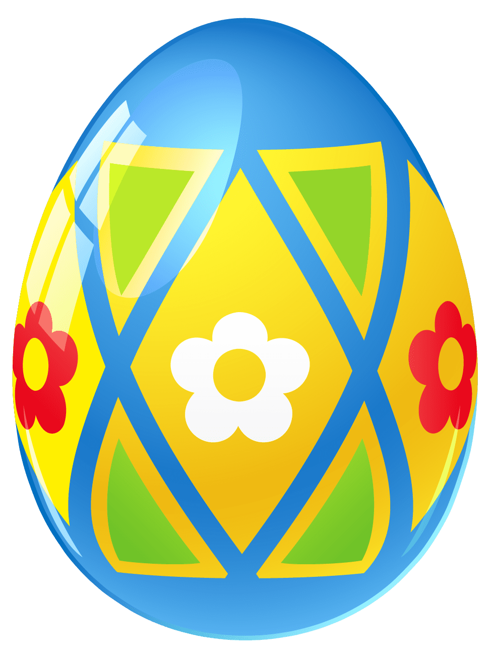 Blue easter egg with flowers picture clipart 2