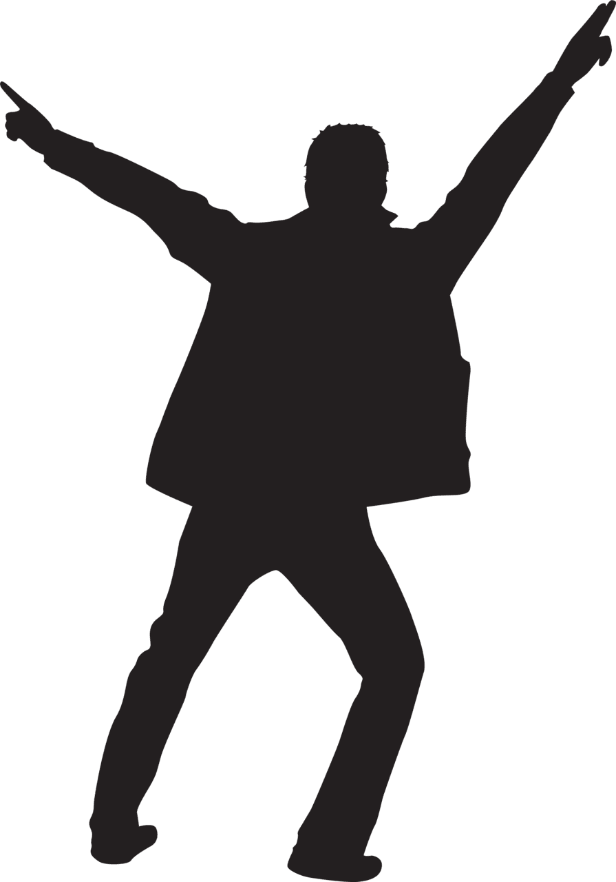 Cheer dancing man silhouette clipart imageu