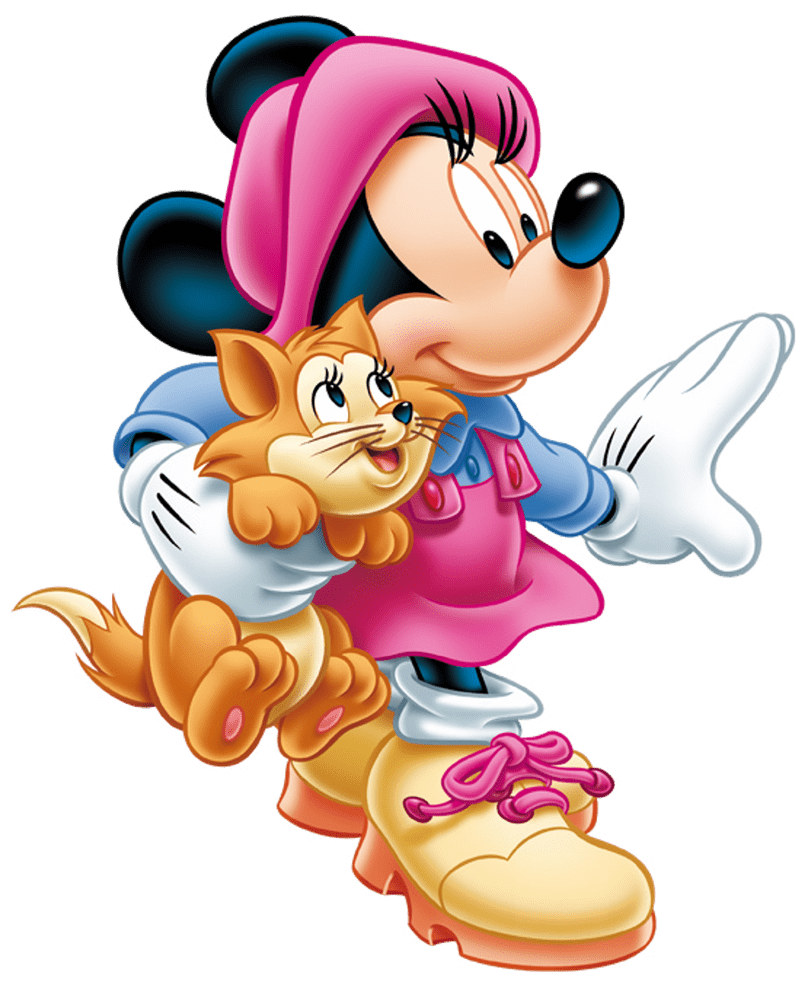 Mickey mouse minnie with kitten clipart image