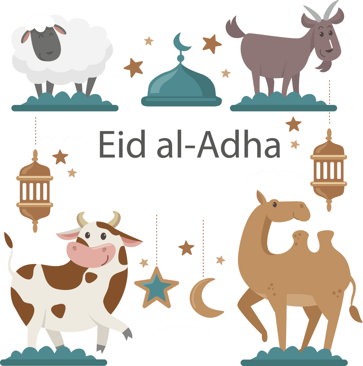 Goat eid mubarak arabic clipart background