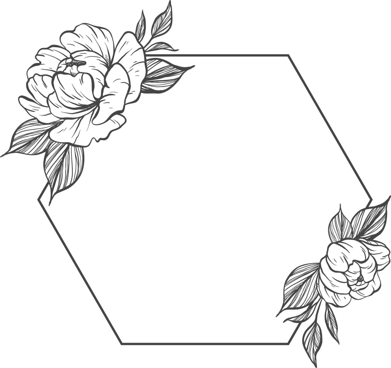 Flower black and white rose frame sketch vector clipart