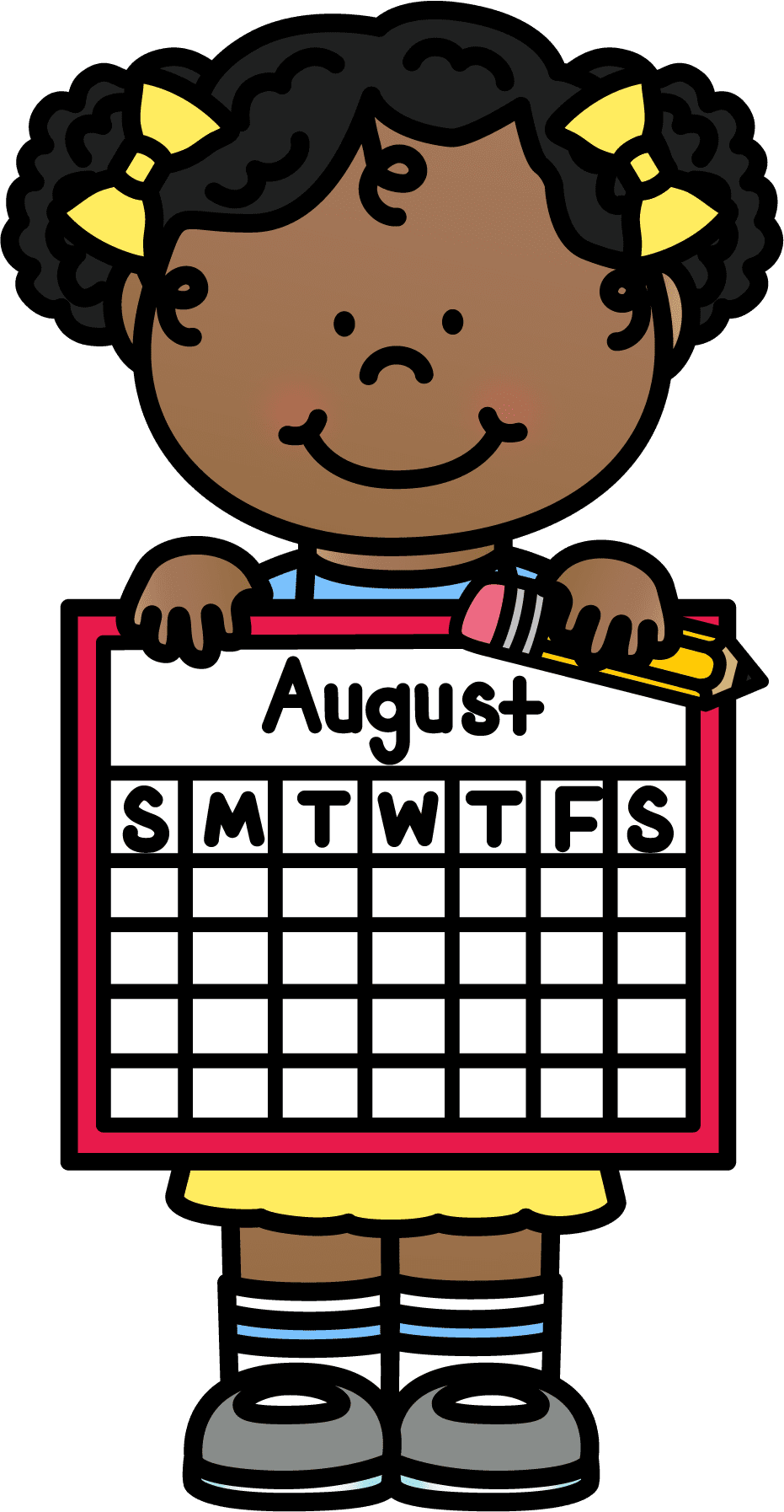 August school calendar clipart image