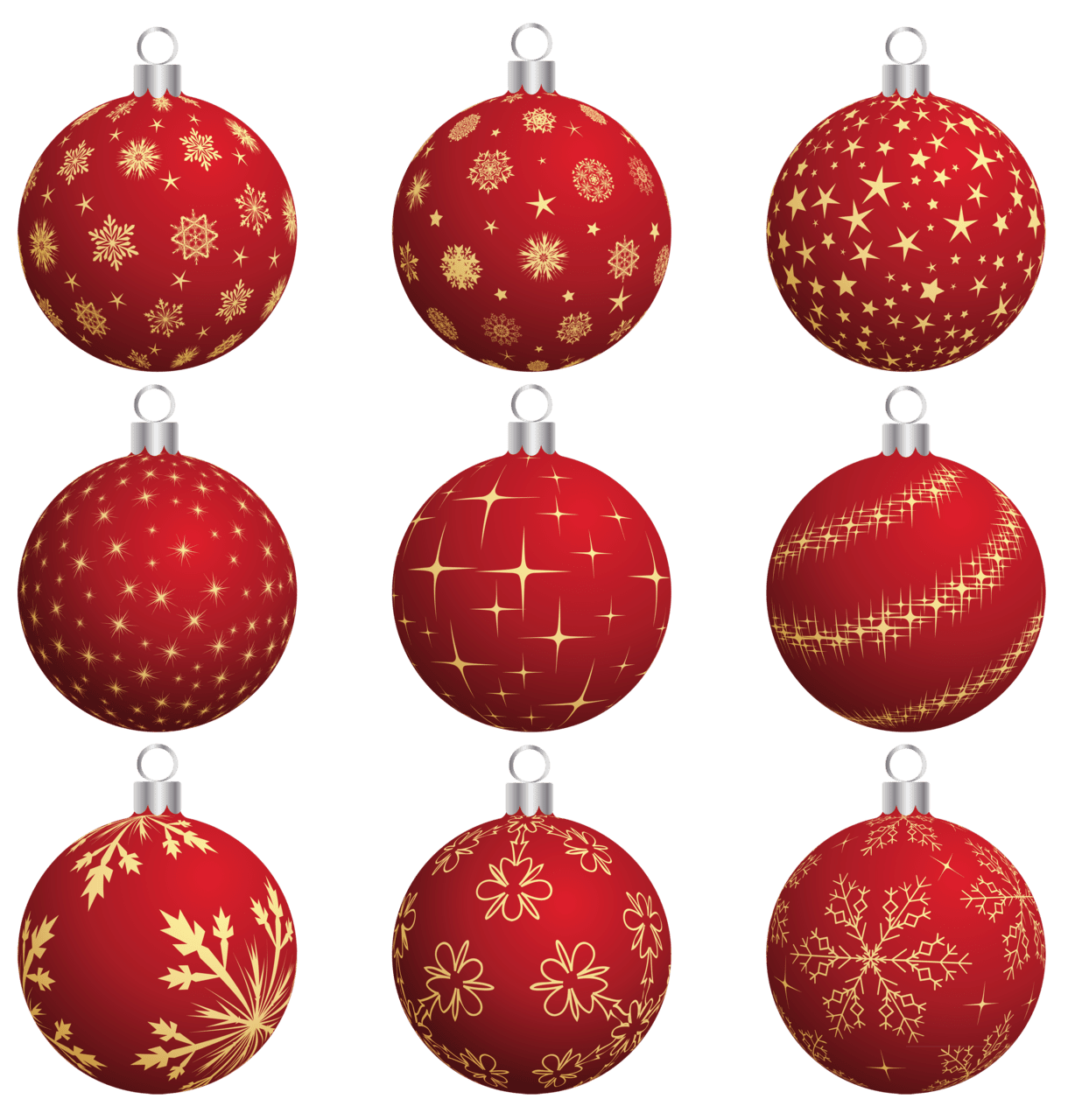 Christmas ornament large red balls collection clipart logo