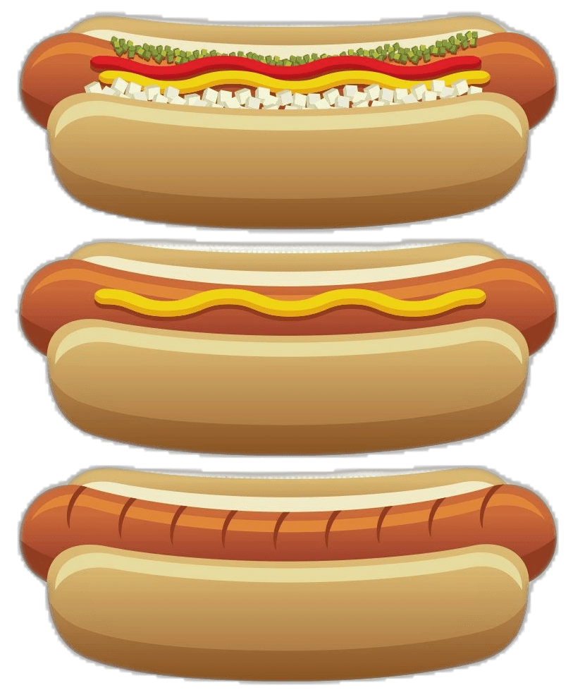 Hot dog bun vector and raster clipart realistic hotdog mustard ketchup ions pickle relish grilled