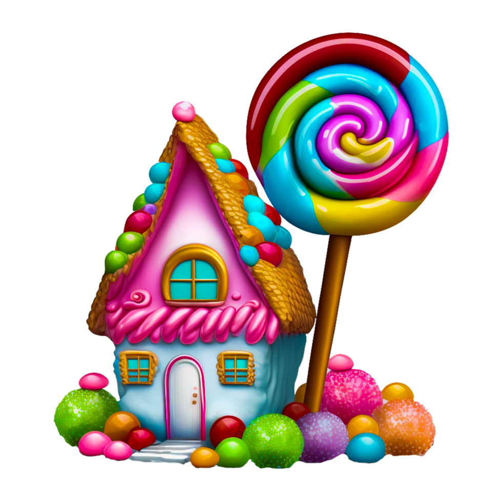 Donut candy land house with lolipop for candyland clipart photo