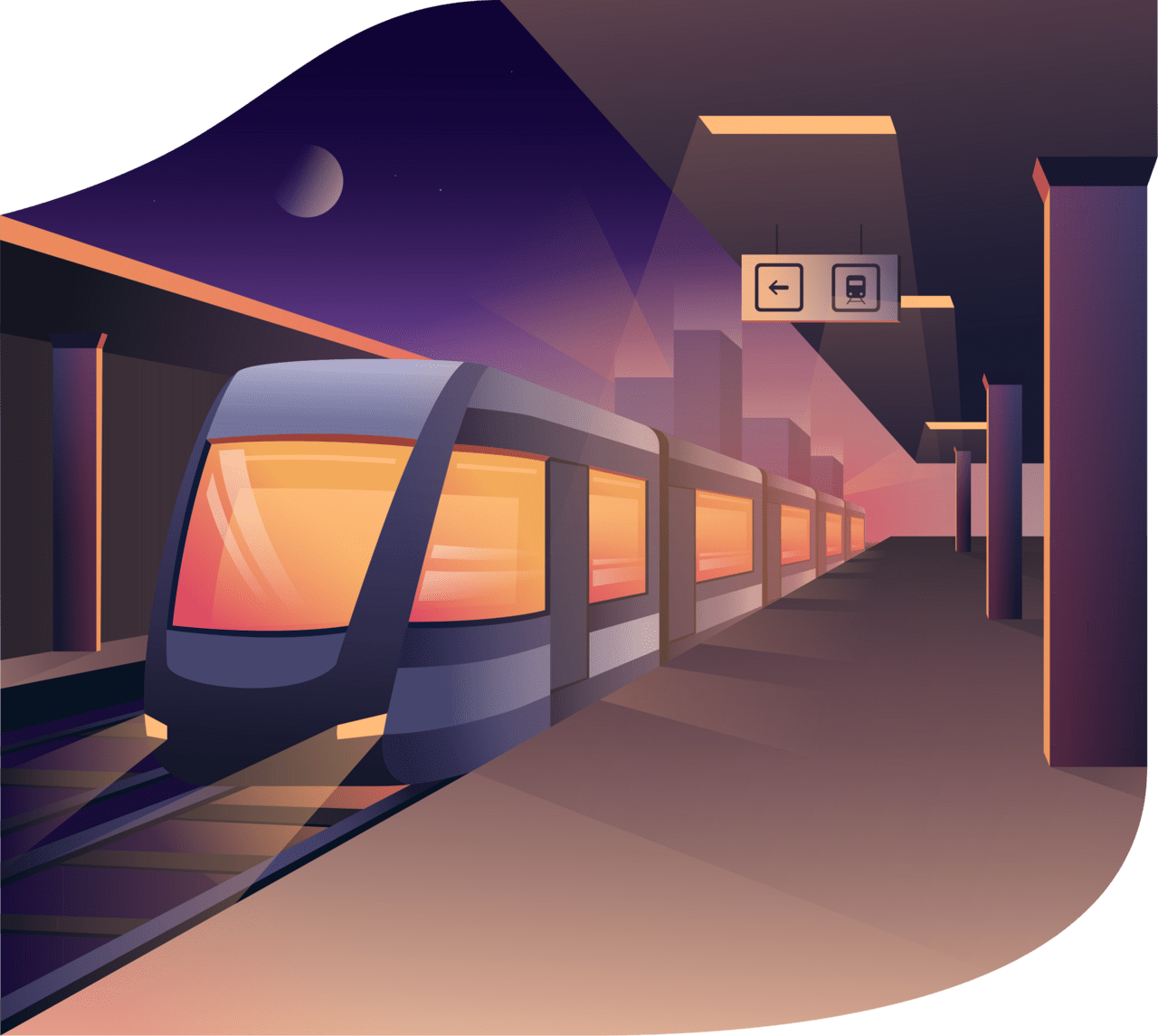 Train background station clipart