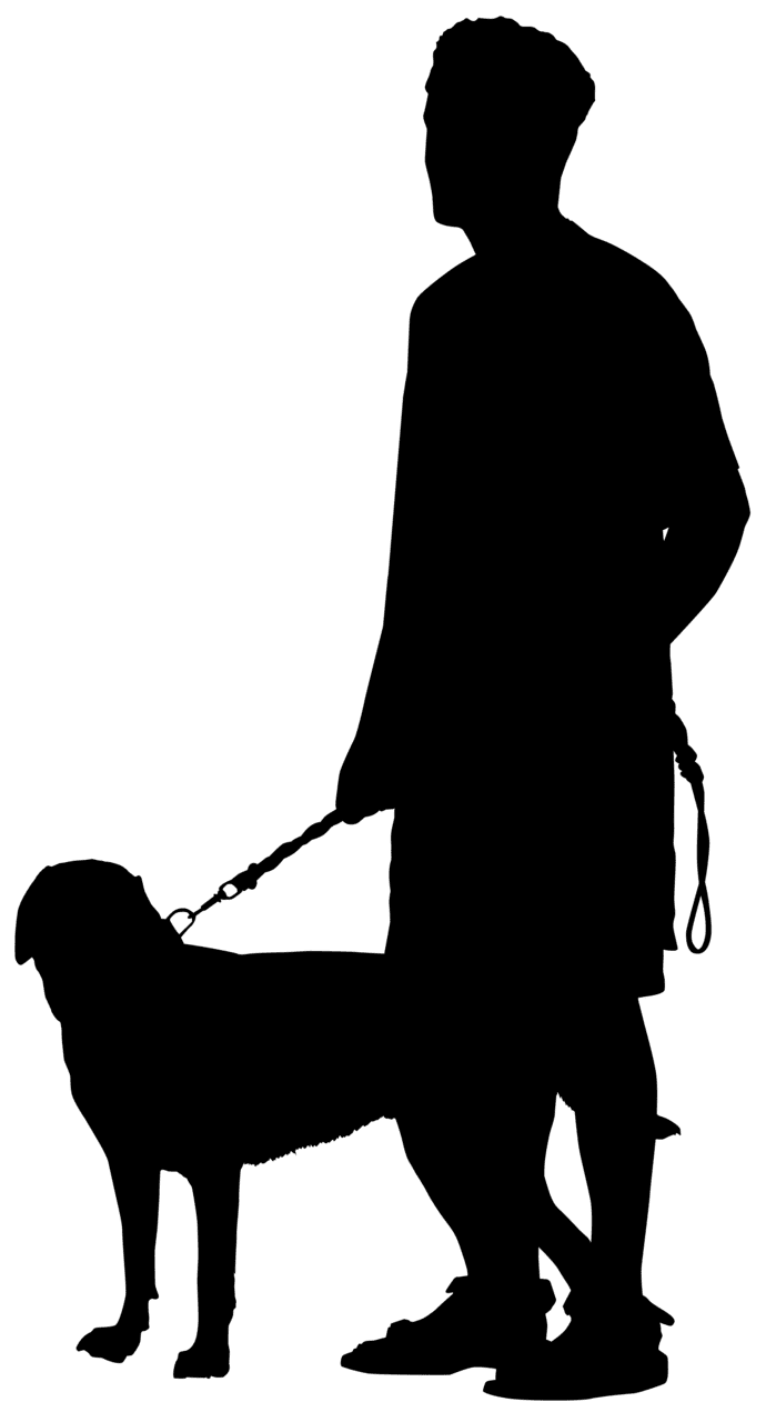 Person man with dog silhouette clipart image