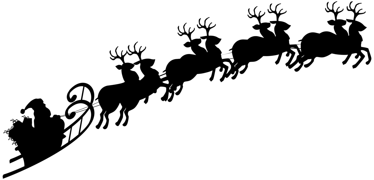 Reindeer santa sleigh silhouette clipart image