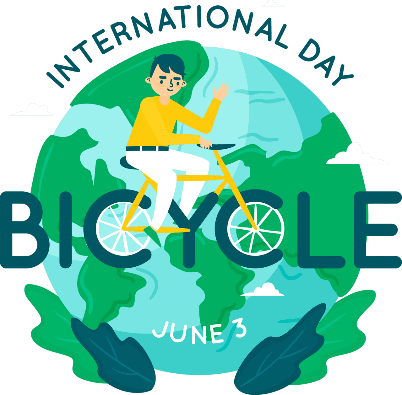 Bike world bicycle day clipart transparent