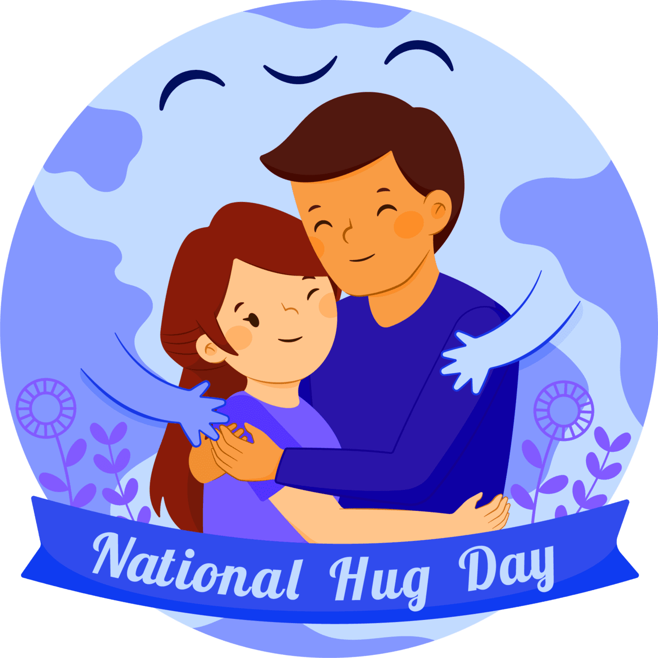 Fathers day national hug cute couple hugging clipart clip art