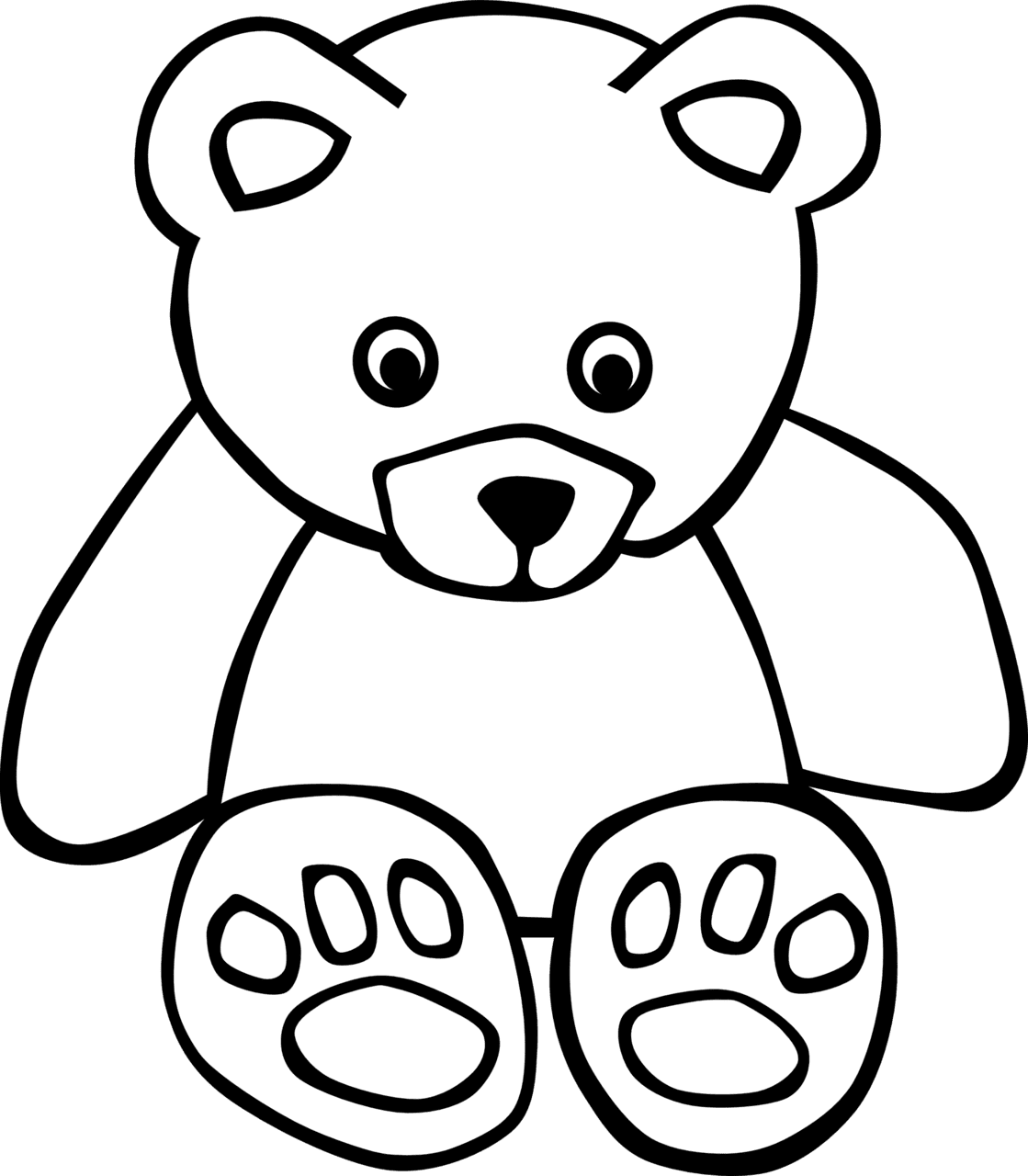 Bear black white line art teddy clipart best transparent