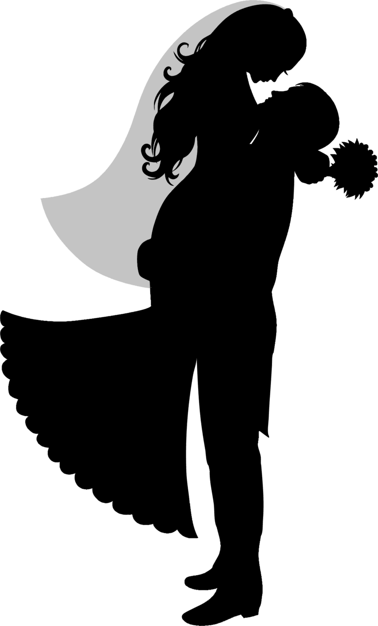 Wedding bride and groom silhouette clipart picture