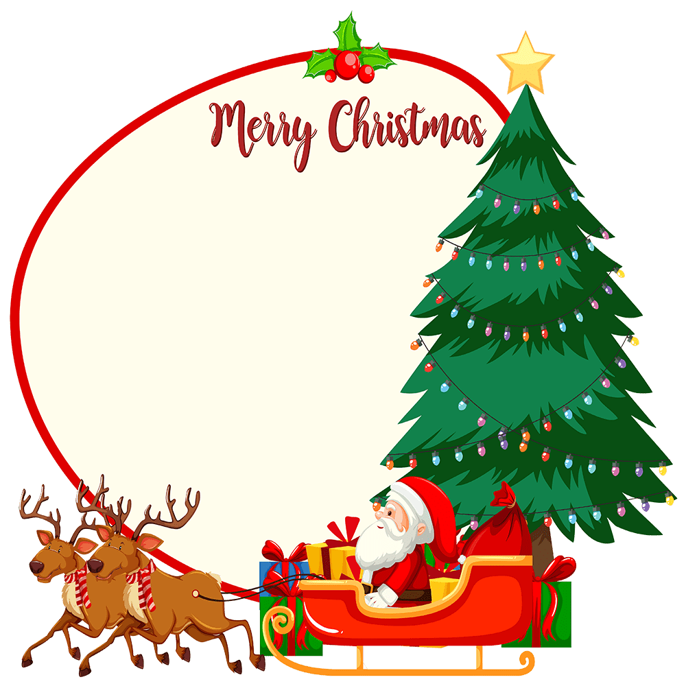 Reindeer cute santa sleigh clipart for your holiday decorations logo