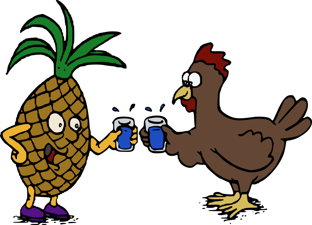 Pineapple and chicken clipart vector image 2