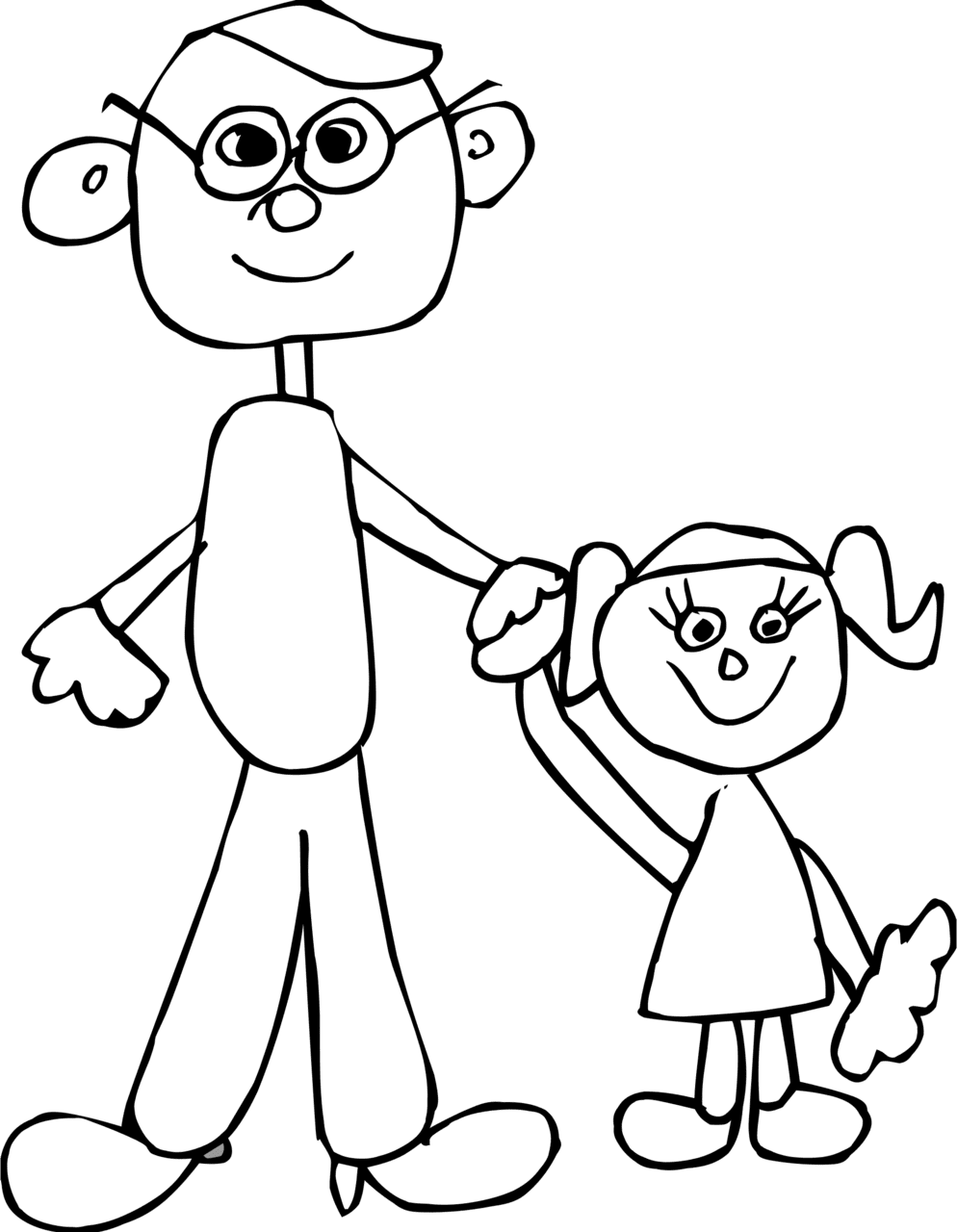 Fathers day dad holding daughters hand animation clipart background